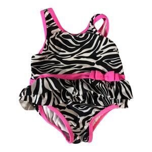 Carters Zebra Print Kids Swimsuit with Pink Accents Fun, Adorable 18M